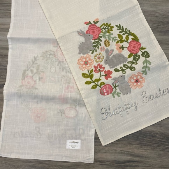 NEW Embroidered Floral Easter Table Runner by Domain Bunnies Eggs & Floral - Picture 8 of 10